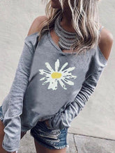 Load image into Gallery viewer, Camiseta de manga larga con hombros descubiertos para mujer
