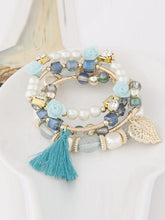 Load image into Gallery viewer, Women Metal Crystal Pearl Leaf Temperament Acorn Multilayer Bracelet
