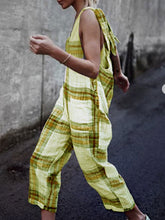 Load image into Gallery viewer, Macacão feminino grande xadrez mistura de algodão
