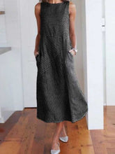 Load image into Gallery viewer, Vestido feminino listrado com decote redondo e mangas bodycon
