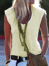 Load image into Gallery viewer, Camiseta lisa sin mangas con cuello de pico
