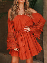 Load image into Gallery viewer, Vestido feminino de linho sem ombro
