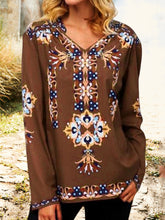 Load image into Gallery viewer, Blusa feminina vintage de manga comprida estampada boho tamanho plus size
