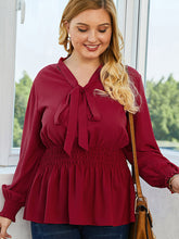 Load image into Gallery viewer, Plus Size Bow Elastic Waist Blouse
