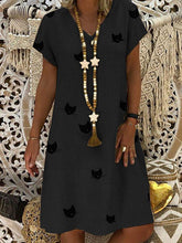 Load image into Gallery viewer, Cat Face Print Short Sleeve Women Dress
