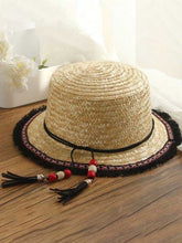 Load image into Gallery viewer, Women's hat with ethnic pompoms
