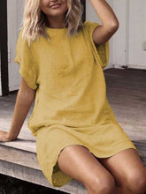 Load image into Gallery viewer, Vestido casual simples de linho manga curta
