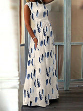 Load image into Gallery viewer, Vestido de noite longo com estampado de penas
