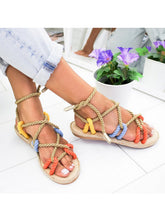 Load image into Gallery viewer, Flat hemp flat sandals for women
