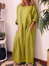 Load image into Gallery viewer, Vestido solto de linho de cor sólida e algodão
