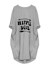 Load image into Gallery viewer, Hippie soul print crew neck midi dress
