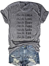 Load image into Gallery viewer, Vestido de mujer como Lorelai, Rant Luke, Think Like Rory, Jake Like Paris, Eook Like Sookie, Waike Like Kirk, camiseta com letras Pack Like Lane
