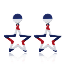 Load image into Gallery viewer, Independence Day Flag Pentagram Earrings
