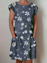 Load image into Gallery viewer, Vestido feminino de manga curta com estampa margarida
