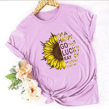 Load image into Gallery viewer, I AM HAPPY Sunflower Print T-Shirts
