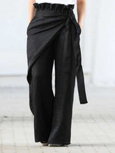 Load image into Gallery viewer, Solid Color Plain Linen Bow Tie Pants
