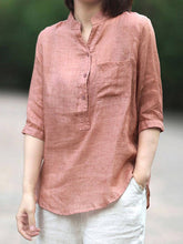 Load image into Gallery viewer, Women's Casual Cotton Collar and Linen Shirt
