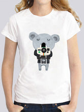 Load image into Gallery viewer, Women's Loose-Fit Round Neck Koala Print Tee
