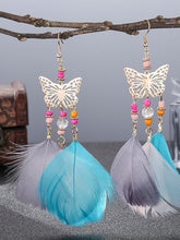 Load image into Gallery viewer, Pendientes de plumas de perlas bohemias vintage
