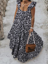 Load image into Gallery viewer, Saia Maxi com babados e saia praia com estampa de leopardo
