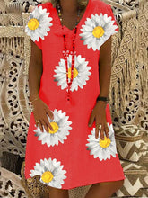 Load image into Gallery viewer, Women's Daisy Print V-Neck Dress
