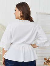 Load image into Gallery viewer, Plus Size Lace Panel Surplice Blouse
