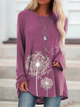 Load image into Gallery viewer, Women's Round Neck Dandelion Print Long Sleeve Top
