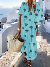 Load image into Gallery viewer, Vestido de festa feminino estampado com decote em V
