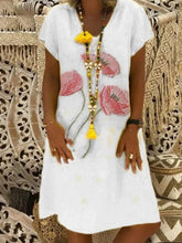 Load image into Gallery viewer, Vestido feminino de manga curta com decote em V
