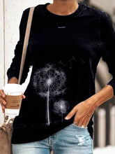 Load image into Gallery viewer, Dandelion Print Round Neck Long Sleeve Women's Sweater

