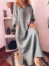 Load image into Gallery viewer, Vestido solto de linho de cor sólida e algodão
