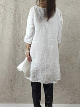 Load image into Gallery viewer, Women's Pure Color Cotton Short Sleeve Loose Dress
