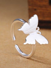 Load image into Gallery viewer, Anillo mariposa de plata cepillada lisa
