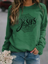 Load image into Gallery viewer, Long-sleeved sweater with Jesus mandala print
