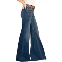 Load image into Gallery viewer, High-waisted palazzo jeans in elastic denim
