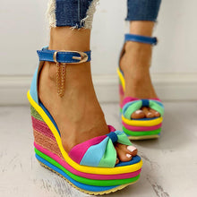 Load image into Gallery viewer, Sandálias coloridas com espadrilles muffin
