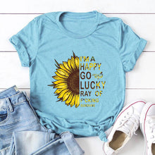 Load image into Gallery viewer, I AM HAPPY Sunflower Print T-Shirts

