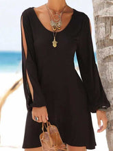 Load image into Gallery viewer, Vestido de praia casual de manga comprida com decote em V
