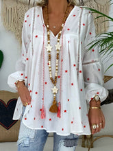 Load image into Gallery viewer, Camisa holgada de encaje con cuello de pico estampada para mujer
