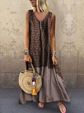 Load image into Gallery viewer, Plus size contrast cotton and linen dress
