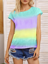 Load image into Gallery viewer, Women's round neck t-shirt with gradient tie-dye print
