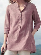 Load image into Gallery viewer, Camisa de lino casual de manga 3/4 para mujer
