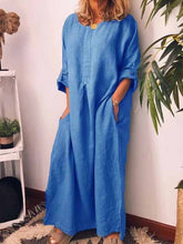 Load image into Gallery viewer, Vestido solto de linho de cor sólida e algodão
