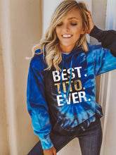 Load image into Gallery viewer, BEST TITO EVER Blue hoodie with tie-dye pocket for women
