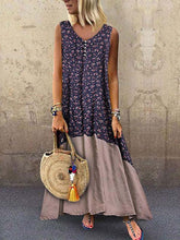 Load image into Gallery viewer, Plus size contrast cotton and linen dress
