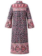 Load image into Gallery viewer, Vestido curto boêmio estampado retrô abotoado
