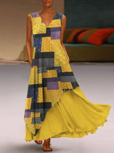 Load image into Gallery viewer, Vintage Print Patch Pocket Double Layer Women Dress
