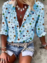 Load image into Gallery viewer, Women's polka dot V-neck shirt
