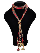 Load image into Gallery viewer, Metal Rice Pearl Necklace Sweater Chain Necklace with Tassels
