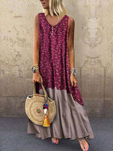 Load image into Gallery viewer, Plus size contrast cotton and linen dress
